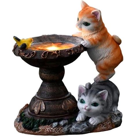 Ornement du Jardin de Chat LED, Light de Jardin Solaire pour Chat Solaire étanche Statues de Jardin en résine (1/4)