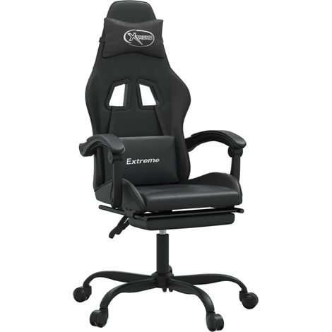 Chaise de jeu Chaise de Gaming pivotante avec repose-pied Noir Similicuir (1/5)