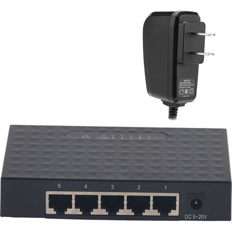 Commutateur réseau intelligent Gigabit 5 ports 10/100/1000Mbps RJ45 Ethernet noir, prise américaine (1/5)