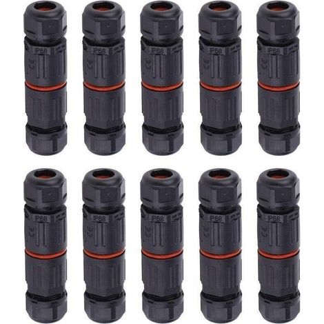 Lot de 10 connecteurs de câbles électriques étanches IP68, prises étanches à 3 broches pour prises extérieures, connecteurs de fils étanches (1/5)
