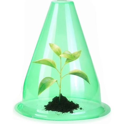 Lot de 12 Cape de jardin pour plantes, protection de plantes polyvalente, cloche transparente, protège les plantes des oiseaux, des œufs, du gel, du temps glacial, 7,8"D x 9,4"H, vert (1/5)