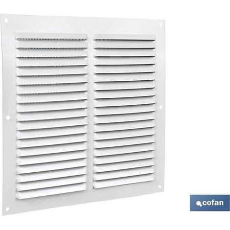 Grille de ventilation en aluminium blanc 20 x 20 cm avec moustiquaire et épaisseur 0,6 mm