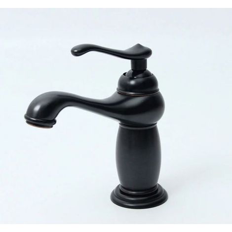 Robinet de lavabo Robinet de lavabo en laiton européen à poignée unique vintage - Noir