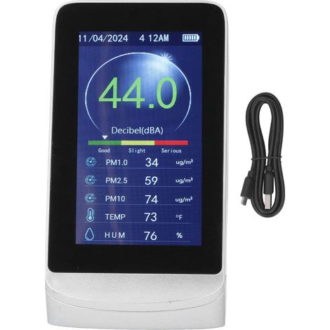 Decibel Meter Wall Hanging LCD Sound Level Reader 30‑130db Noise Time Temp Humidity PM 2.5 1.0 10 Teter for Home