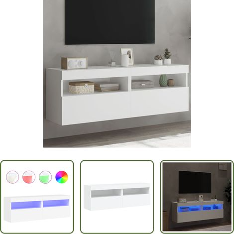 LED-Leuchten - TV-Wandschränke mit LED-Leuchten 2 Stk. Weiß 60x30x40 cm (1/5)