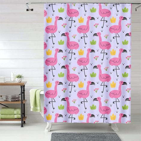 Rideau de douche flamant rose moderne et artistique, polyester imperméable, 90x180 cm (1/5)