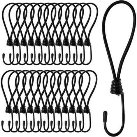 Lot de 25 tendeurs de bâche avec crochets, 20 cm pour bâches, filets et bannières (1/5)