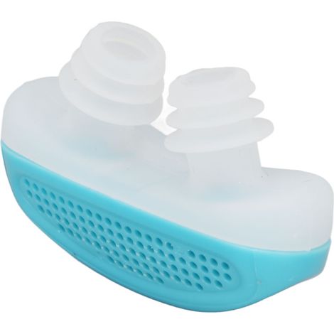Dispositif anti-ronflement en silicone souple, sûr et réutilisable, avec 2 bouchons d'aération. Réduit les ronflements. Idéal pour les spas et salons de beauté (bleu). (1/5)