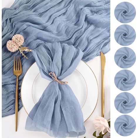 24 Pièces Serviettes en Étamine Bleu Poussiéreux 50x50 CM Serviettes en Tissu en Vrac Serviette de Table en Gaze Boho Rustique Serviette de Table Lavable pour Décoration de Table de Fête de Mariage (1/5)