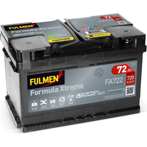Batterie voiture 12V 72Ah 720A – FA722 – Plomb Calcium sans entretien – Pour démarrage auto et camionnette – Fulmen