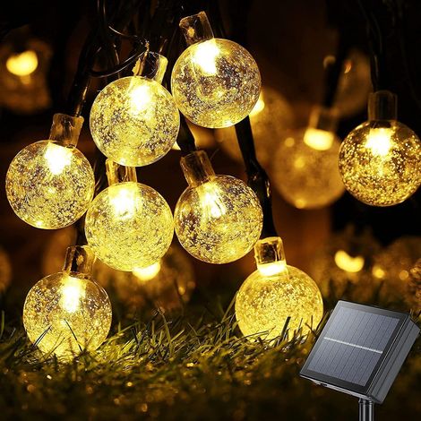 Guirlande Lumineuse Exterieure, 8 modes 7m 30LED Lampe Solaire Exterieur pour Terrasse,Jardin,Cour,Porche,Lumiere Solaire Exterieur Décoration de Fête de Mariage