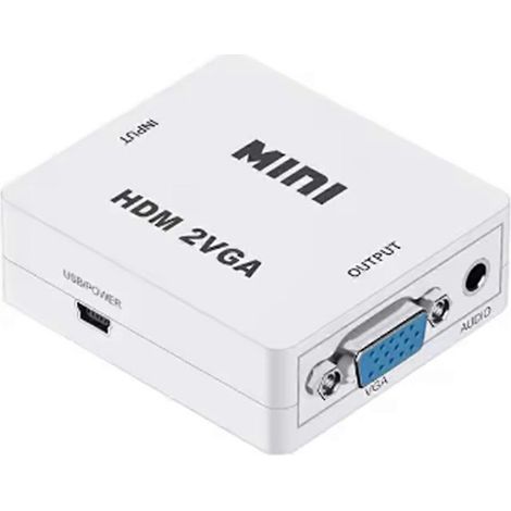 Convertisseur HDMI vers VGA avec adaptateur audio, compatible avec les ordinateurs portables, Xbox 360, DVD, PS3, PC, boîtiers TV HD 1080p et projecteurs. (1/5)