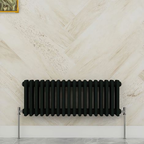 SKY Bathroom 300x830mm 3 Column Radiator Horizontal Black Traditional Column Radiator