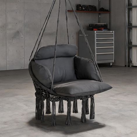 Fauteuil suspendu gris foncé en acier 80 x 60 x 40 cm (1/5)