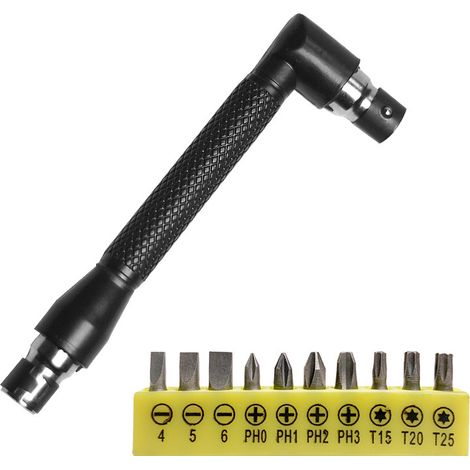 Clé hexagonale double de 6,35 mm (1/4 pouce) avec 10 embouts de tournevis à angles différents, ensemble d'outils manuels, idéal pour la maison et le garage - jaune (1/5)