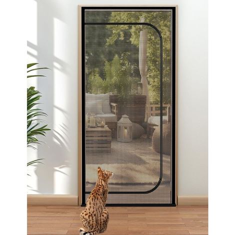 Katzenmoskitonetz, mückensicher, katzensicher, 90 x 210 cm, kratzfest, mit Reißverschluss (schwarz) (1/4)