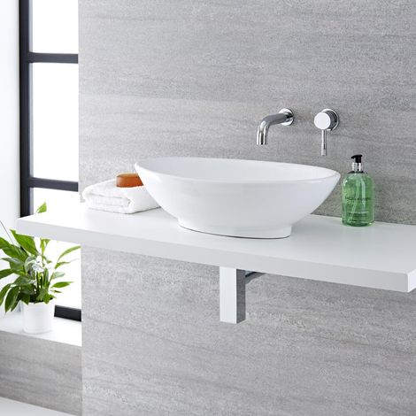 Ensemble Vasque Ovale Kenton 52 X 32CM & Mitigeur Mural Mirage