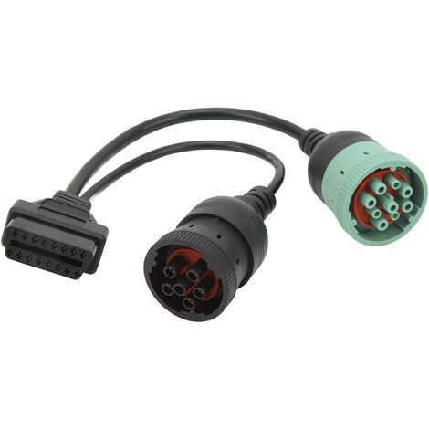 Cable OBD2 para camiones, conector hembra OBDII de 16 pines a divisor J1708 de 9 pines y J1939 de 6 pines, tipo Y, para diagnóstico de automóviles y camiones. (1/5)