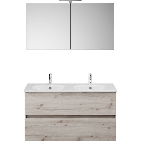 Burg Rocio Badmöbelset SGYS120 TxBxH 465x1205x2000, Eiche Dekor Silber