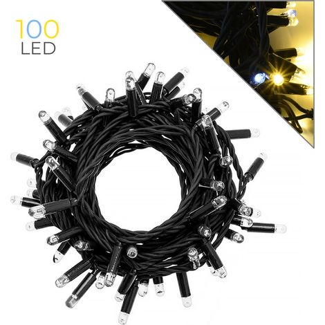 CATENA LUMINOSA PROFESSIONALE 100 MAXI-LED F8 CAVO NERO LUCE CALDA FISSA E BIANCA INTERMITTENTE - IDEALE PER FESTE MATRIMONI E GIARDINI (1/5)