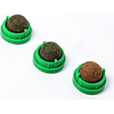 Boule À Chat - Adhésive Murale - À Base De Herbe À Chat Naturelle - Pour Lick Et Jeu Intérieur - Lot De 3 (1/5)