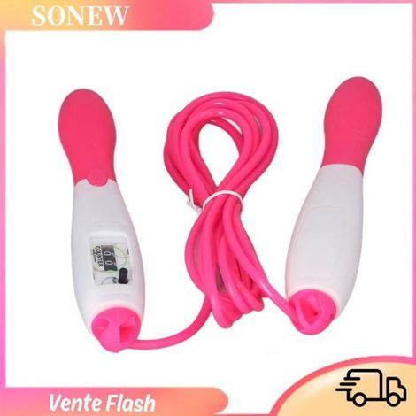 Sonew corde à sauter de Fitness Corde à sauter en PVC, corde à sauter réglable en plastique, comptage de Fitness, sport corde Rose (1/5)