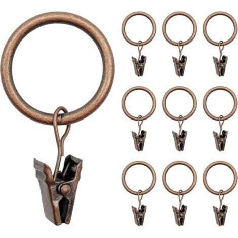 40 anelli per tende, ganci per tende in metallo bronzo con clip, stile retrò, robusti anelli a clip per tende da finestra e da doccia, diametro interno 25 mm, antiruggine.