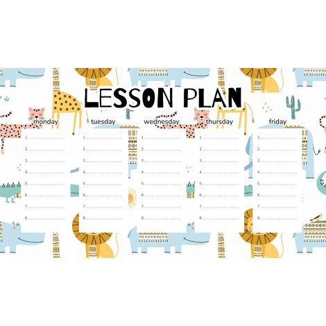 Plan de lección magnético para niños: Animales con ropa, 45x26 cm