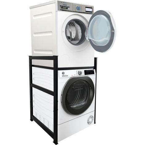 Waschmaschinenregal 74x65x111cm Schwarz Standregal Trockner Aufbewahrungsorganisator Badezimmer