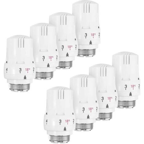 Set mit 8 Thermostatventilen für Heizkörper, Thermostatköpfen für Heizkörper, Thermostatventilen M30 x 1,5 (1/5)