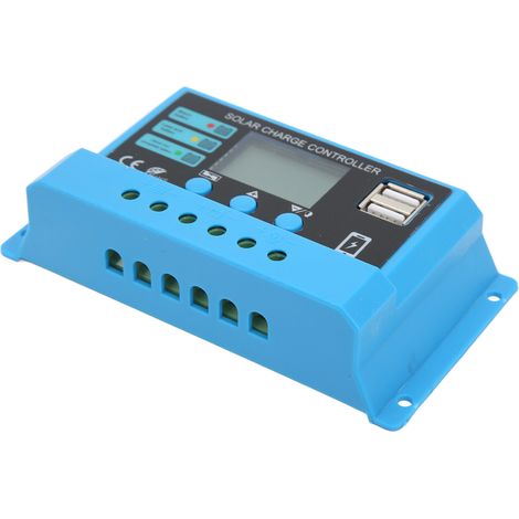 12V/24V Solarmodul-Laderegler mit LCD-Display, Photovoltaik-Laderegler mit Anschlüssen, blau, 30A (1/5)