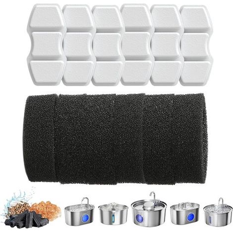 Filtros de repuesto para bebederos de gatos: 6 filtros de carbón activado y 6 esponjas (1/5)