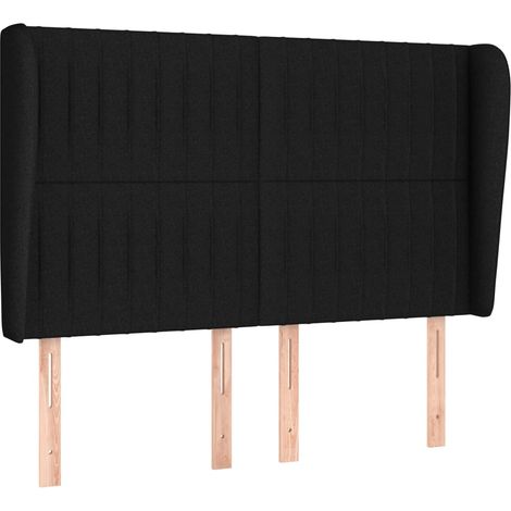 Testiera Testata del letto ad Orecchio Nera 147 x 23 x 118/128 cm in Tessuto (1/4)