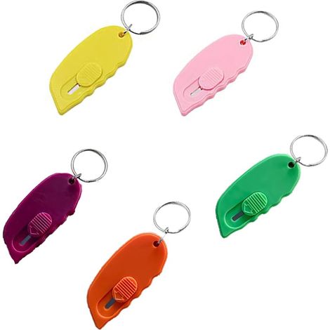 Mini Ouvre-boîte Rétractable,5 pièces Coupe-courrier avec Lame de Sécurité Ouvre-Boîte Porte-Clés Couteau de Coupe Portable Rétractable Cutter de Sécurité (1/5)