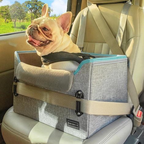 Hunde Autositz für kleine Hunde, stabil & sicher, waschbar, Grau (1/5)