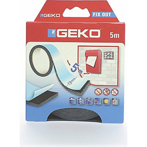 GEKO Doppelseitiges Klebeband mit “Fix Out”-Kleber für Heimwerkerarbeiten im Außenbereich, 19mm x 5m, schwarze Farbe