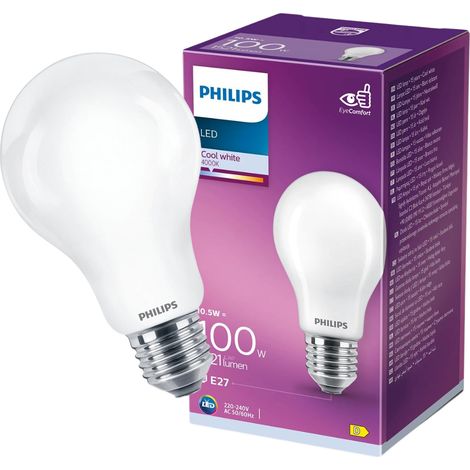 Bombilla LED E27 10,5 W = 100 W 1521 lm 4000 K Neutro 300° Philips Classic (1/5)