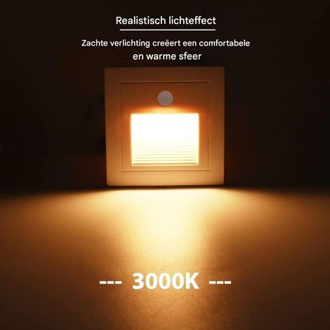4er-Set LED-Strahler, 0,5 W, für Treppen – mit Bewegungsmelder – warmweiß (3000 K) – Einbau-LED-Wandleuchten (1/5)