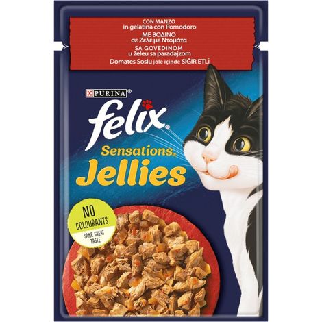 FELIX Sensations Jellies Gatto con Manzo in Gelatina e Pomodoro 85g PURINA