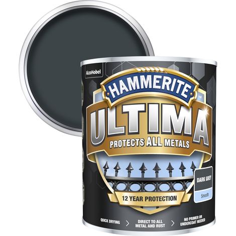 Hammerite Ultima Smooth Metal Paint - 750ml Dark Grey - Durable Rust-Resistant Finish