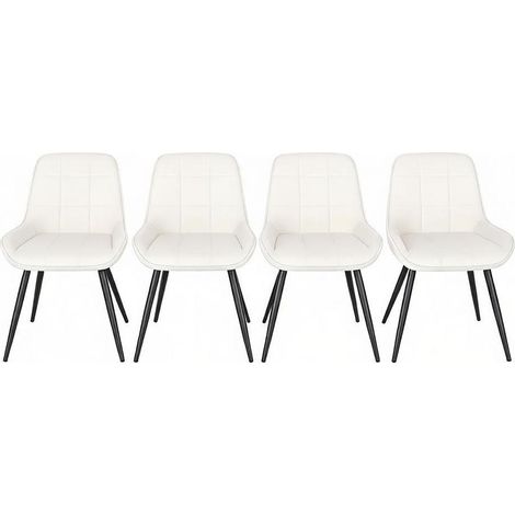 Set di 4 sedie da pranzo imbottite in velluto e metallo con schienale alto Bianco/Nero MODENUIT (1/5)