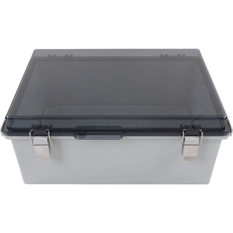 Boîte de jonction électrique étanche, couvercle transparent, boîtier électrique résistant aux intempéries pour usage extérieur, gris (1/5)