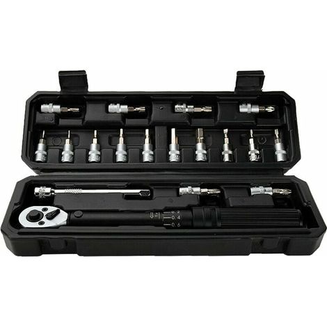 Clé à cliquet réglable - 2 à 20 Nm - Embase 1/4 pouce - Jeu de 18 embouts - Pour réparation automobile vélo atelier maison - 1 pièce (1/5)