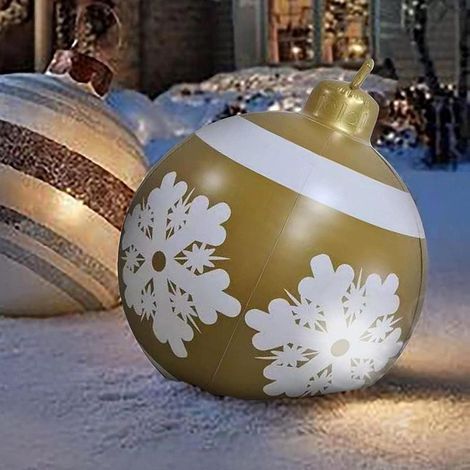 Boule De Noel - 60 Cm - En Pvc Gonflable - Decoration Exterieure Jardin Cour Porte D Entree - 1 Unite (1/4)