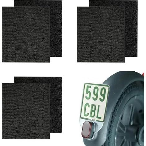 Lot de 3 paires de supports plaque auto-adhésifs pour scooter électrique, fixation velcro, 135x110mm, résistant (1/5)