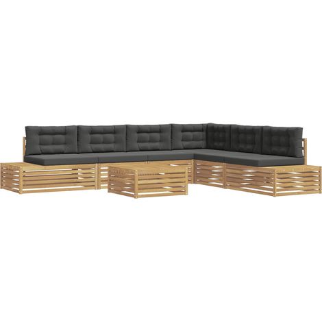 7 Piece Outdoor Sofa Set Polyester White vidaXL (1/5)