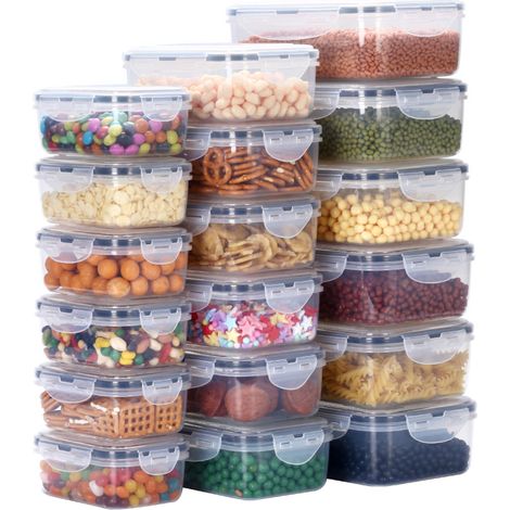 Boîtes hermétiques étanches avec couvercles, réutilisables avec étiquettes (36 pcs, plastique) (1/5)