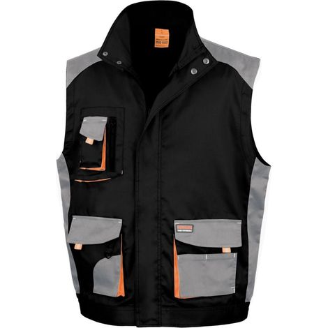 Result Gilet da lavoro smanicato multitasche LITE Nero / Grigio L