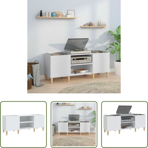 Rangement vinyles - Meuble à disques Blanc 121x38x48 cm Bois d'ingénierie (1/5)