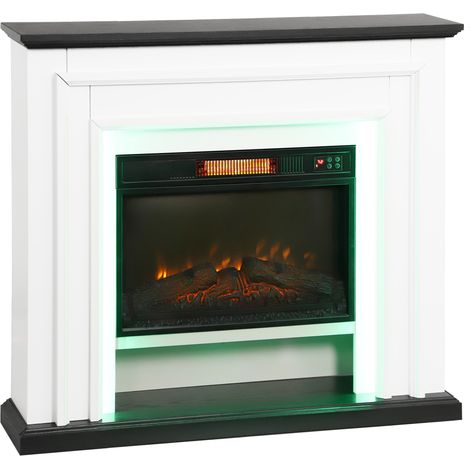 Cheminée électrique 1800 W - Fausse cheminée décorative, lumières LED RGB, effet flamme et manteau - 105 x 27 x 97 cm, noir - Pour salon, chambre - Design élégant et immersif (1/5)